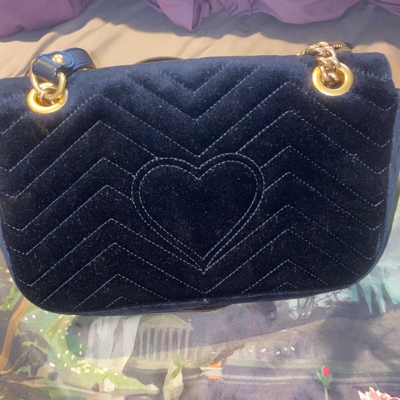 Gucci Marmont Black Velvet Crystal Embellished Shoulder Bag - Picture 5 of 5